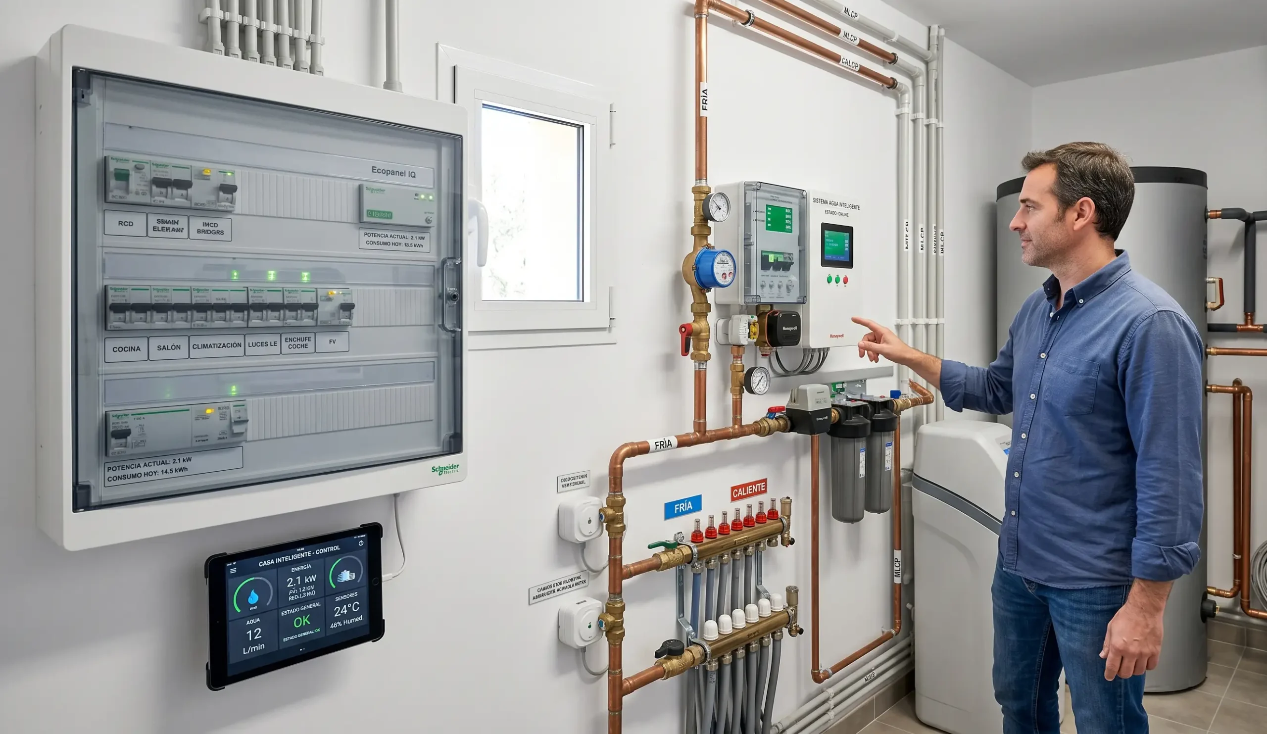 Cuadro eléctrico inteligente y sistema de control de agua en vivienda de Bustarviejo.