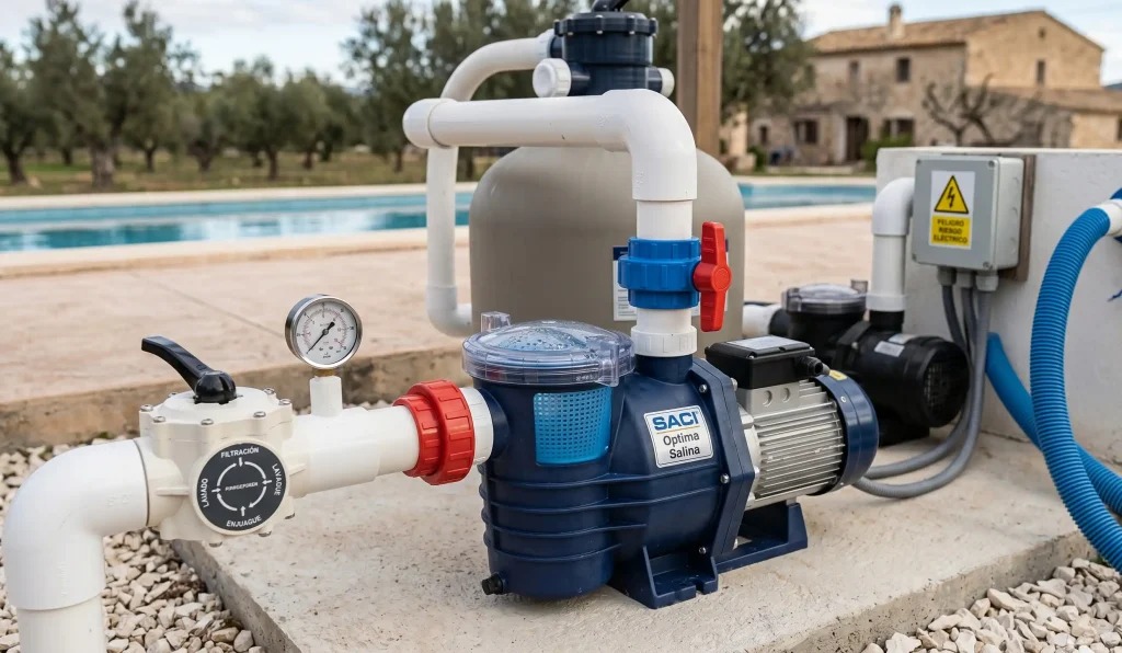 Sistema de filtración y depuradora de piscina profesional