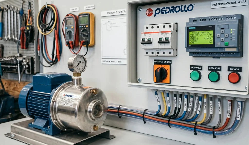 Cuadro eléctrico de sistema de abastecimiento de agua.